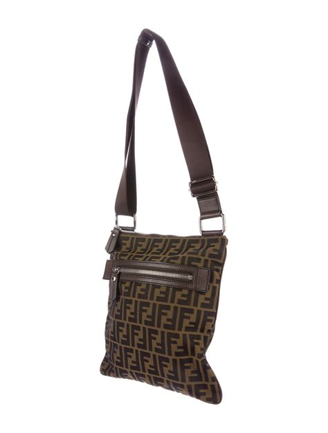 fendi zucca canvas leather shoulder bag purse asymmetric|vintage Fendi zucca crossbody bag.